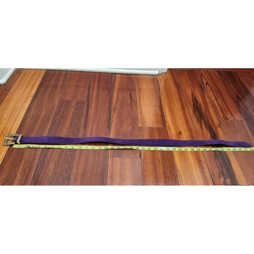 Vintage Genuine Suede Leather Belt color violet Size L - Picture 12 of 13
